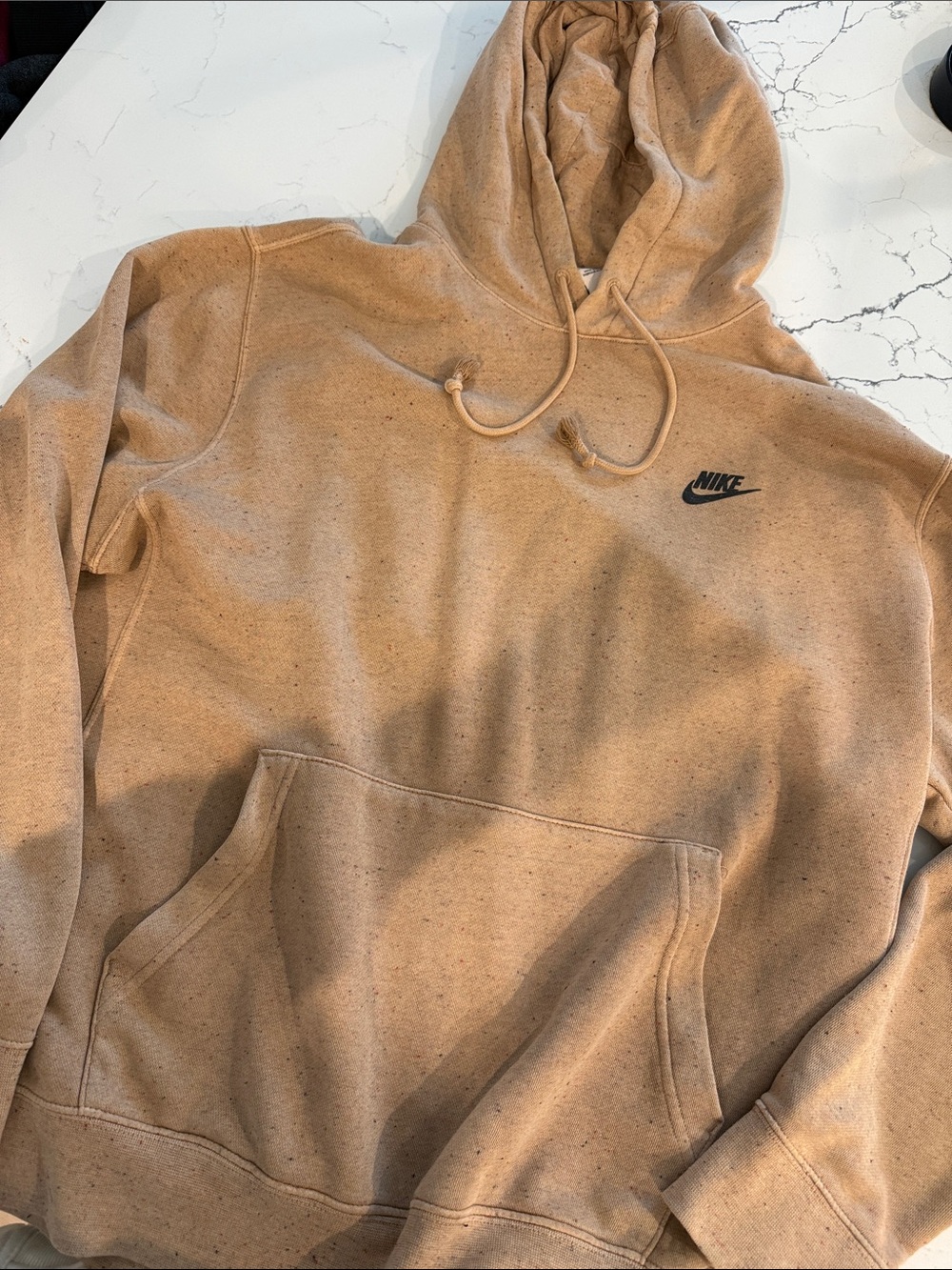 Nike Men’s Beige/Tan Pullover Hoodie with Black Logo